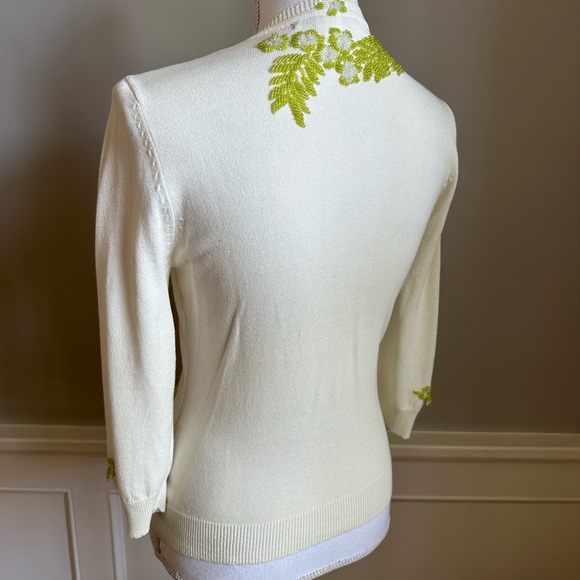 Nanette Lepore Ivory Hand Beaded Cardigan Sweater size Small - Picture 6 of 15
